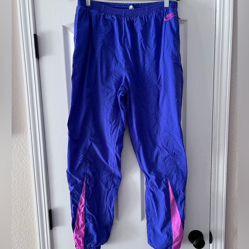 VTG Nike Women’s Large Blue and Pink Track Pants - Great used condition